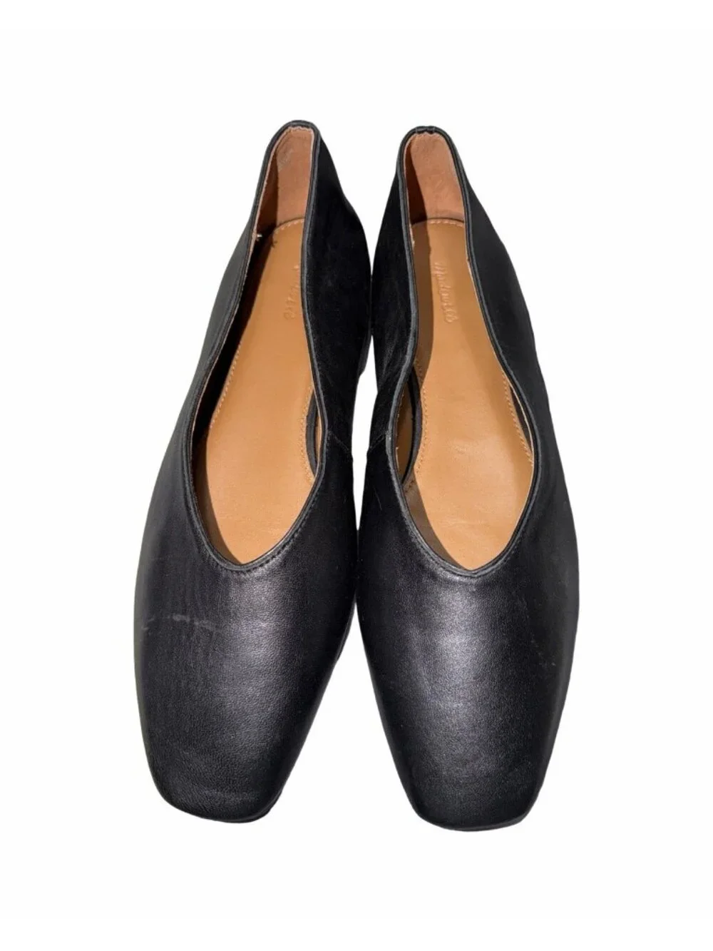 Madewell The Mylie Ballet Flat in True Black Leather Size 12 Minimalist Preppy